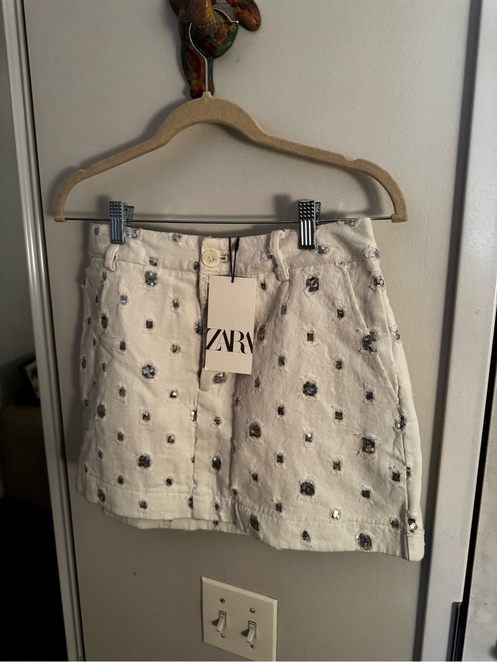 Zara Cream Embellished Skort NWT - Picture 7 of 9